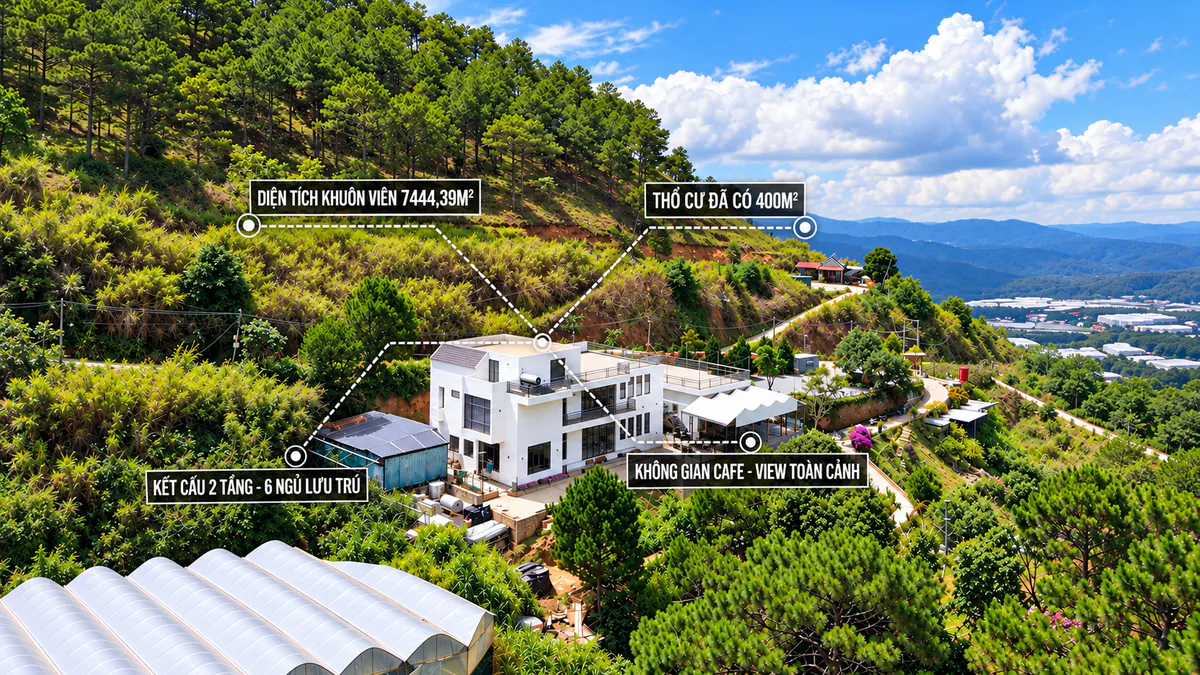 Bán Khu Biệt Thự Nhà Vườn 7.444m² View Rừng Thông, Sẵn Không Gian Lưu Trú Và Khu Cà Phê, Ngay Trại Mát - Đà Lạt